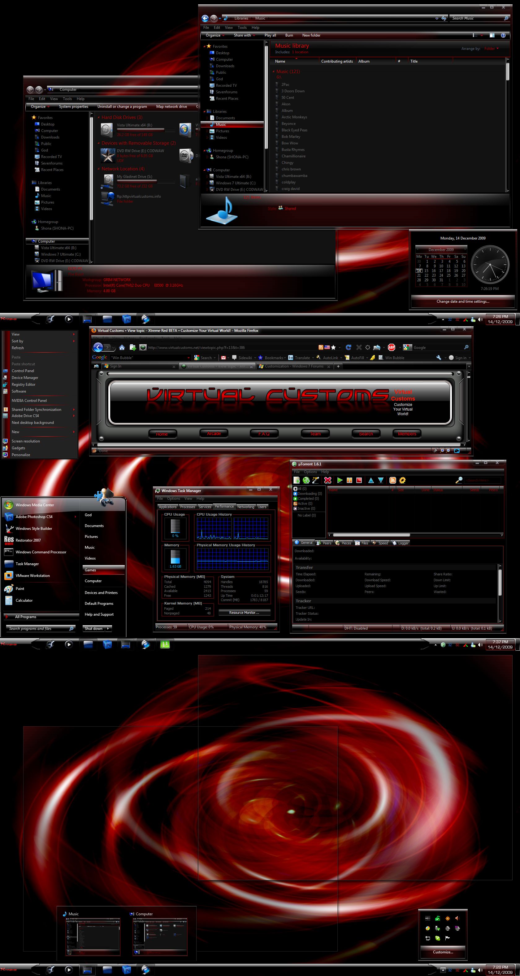 Xtreme Red Theme for Windows 7