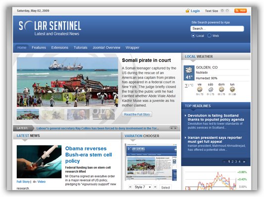 SolarSentinel - May 2009 Joomla Template