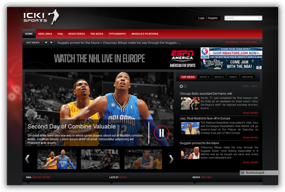 ICKI Sports May 09 Joomla Template